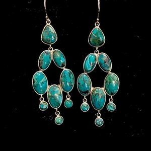 SILPADA Turquoise Sterling Silver Vieques Chandelier Drop Dangle Earrings W3289